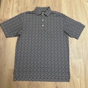 Footjoy Mens Medium Floral Multicolor‎ Golf Performance Polo Shirt Short Sleeve